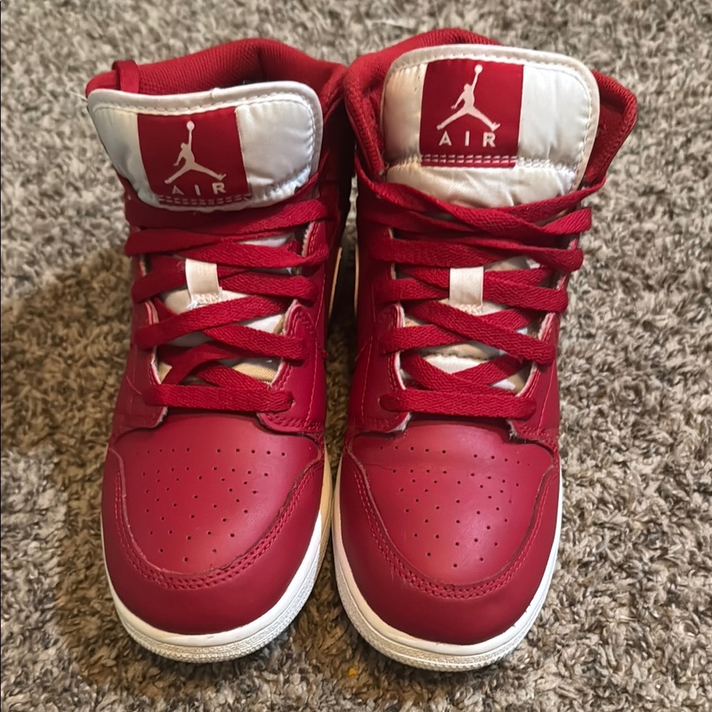 Air Kids Red and White High-Top Sneakers